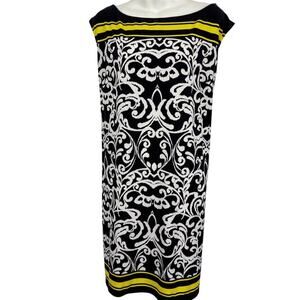 Jessica Howard Black Yellow Jersey Knit Cap Sleeve Stretch Mini Length Dress XXL